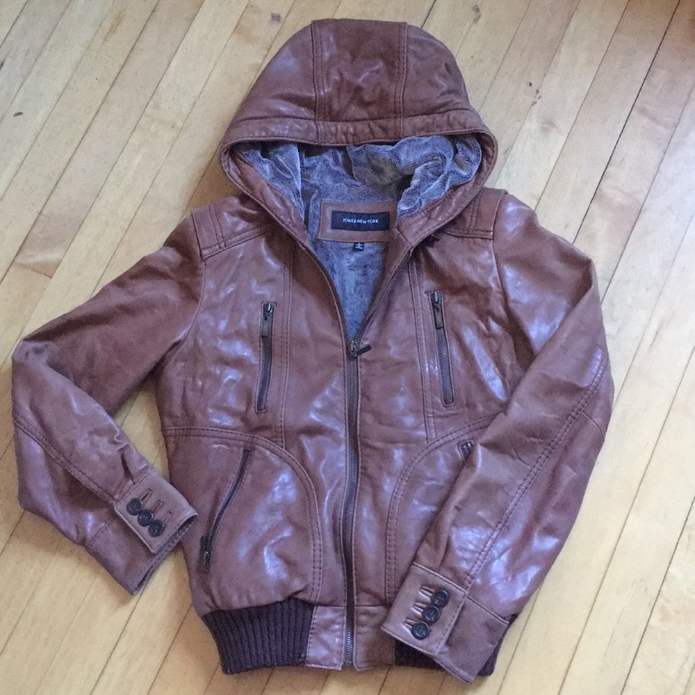 Leather bomber jacket